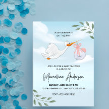 Blue and White Watercolor Baby Dusche