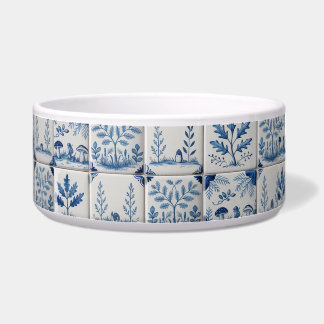 Blue and white woodland tile cat or dog bowl napf