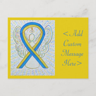 Blue and Yellow Awareness Ribbon Angel Postcard Postkarte