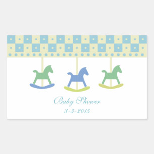 Blue and Yellow Carousel: Babyduschkleber Rechteckiger Aufkleber