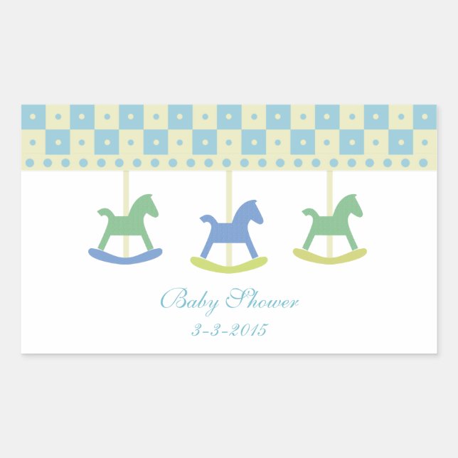 Blue and Yellow Carousel: Babyduschkleber Rechteckiger Aufkleber (Vorderseite)
