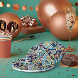 Blue and Yellow Dream Vintag Paisley Pappteller