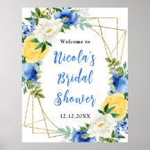 Blue and Yellow Floral Bridal Shower Welcome