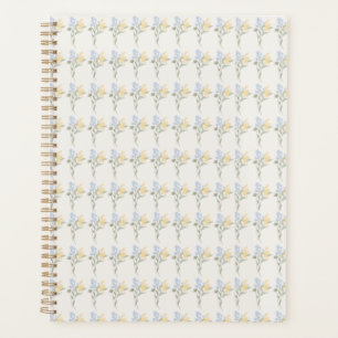 Blue and Yellow Floral Spiral Notebook Planer