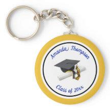 Blue and Yellow Graduation Cap and Tassel