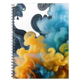 Blue and Yellow Ink Swirl Abstract Notebook Notizblock