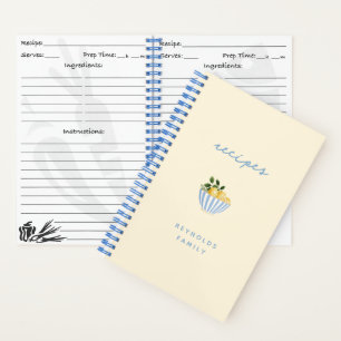 Blue and Yellow Lemons Family Rezept Notebook Notizbuch