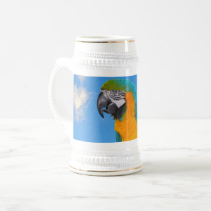 Blue and yellow macaw bierglas