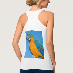 Blue and yellow macaw tank top