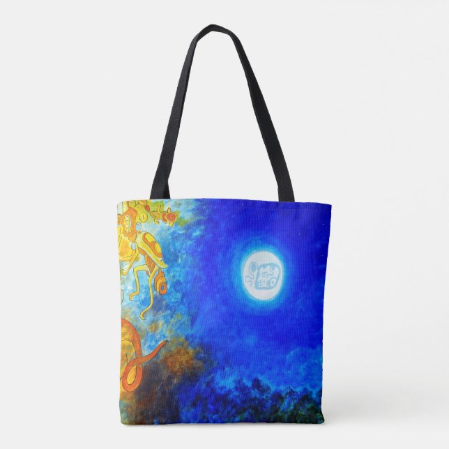Blue and Yellow Mayan Tote Bag Tasche (Rückseite)
