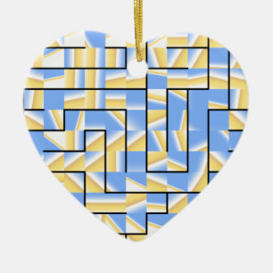 Blue and Yellow Maze Keramik Ornament