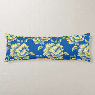 Blue and Yellow Peony Toile de Jouy Seitenschläferkissen