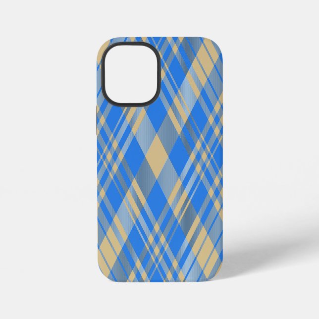 Blue and Yellow Scottish Tartan Plaid iPhone 12 Mini Hülle (Rückseite)