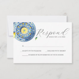 Blue and Yellow Wedding RSVP Card