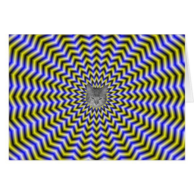 Blue and Yellow Zigzag Ripples Card + cat (Vorderseite (Horizontal))