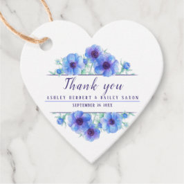 Blue Anemone Aquarell Hochzeit danke Geschenkanhänger