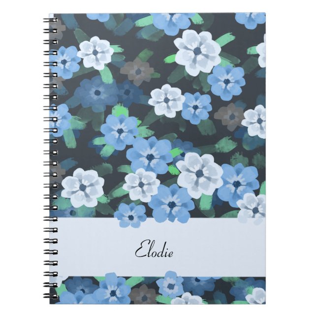 Blue Anemone Blume Notebook - Bloral Digital Art Notizblock (Vorderseite)