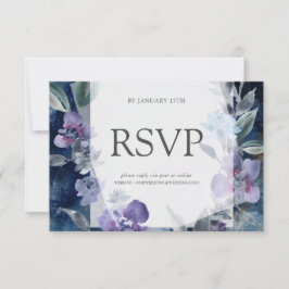 Blue Anemone Mitternacht, Hochzeitsrampe RSVP Karte