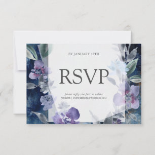 Blue Anemone Mitternacht, Hochzeitsrampe RSVP Karte