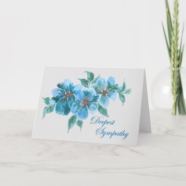 Blue Anemones Sympathie Card - Aquarell Karte (Vorderseite)