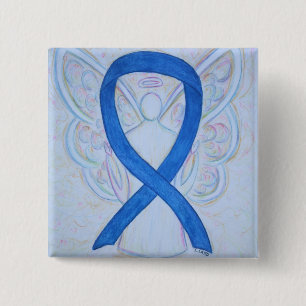 Blue Angel Awareness Ribbon Custom Art Buttone Button