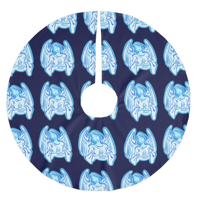 Blue Angel Christmas Tree Skirt Polyester Weihnachtsbaumdecke (Vorderseite)