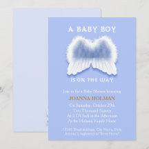 Blue Angel Wings Baby Duschkarte