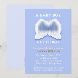 Blue Angel Wings Baby Duschkarte Einladung