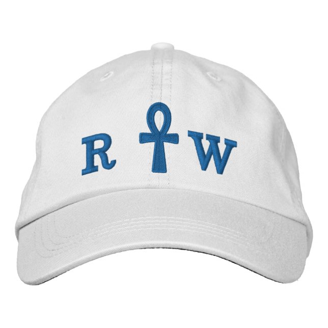Blue Ankh Stickhut Bestickte Baseballkappe (Vorderseite)