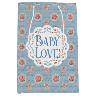 Blue Antique Personalisiert Baby Liebe Geschenktas Mittlere Geschenktüte