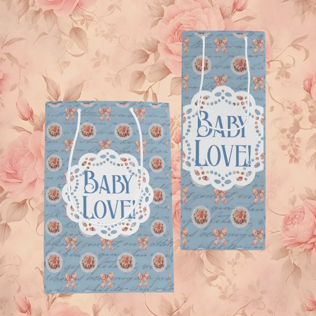 Blue Antique Personalisiert Baby Liebe Geschenktas Mittlere Geschenktüte (Personalize with your own message!)