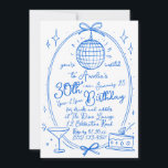 Blue any Age 30 th Birthday Disco Hand Drawn Einladung<br><div class="desc">Feiern Sie Ihren besonderen Tag mit dieser lebhaften, massgeschneiderten 30. Geburtstagsveranstaltung mit einem von Hand gezeichnet Disco-Ball-Design. Ideal für einen Drink- und Snack-Abend, diese Einladung Set den Ton für ein unvergessliches Party. Personalisieren Sie Ihre Veranstaltungsdetails, um eine einzigartige und stilvolle Einladung zu schaffen, die Gäste werden Liebe. Dieses Design eignet...</div>