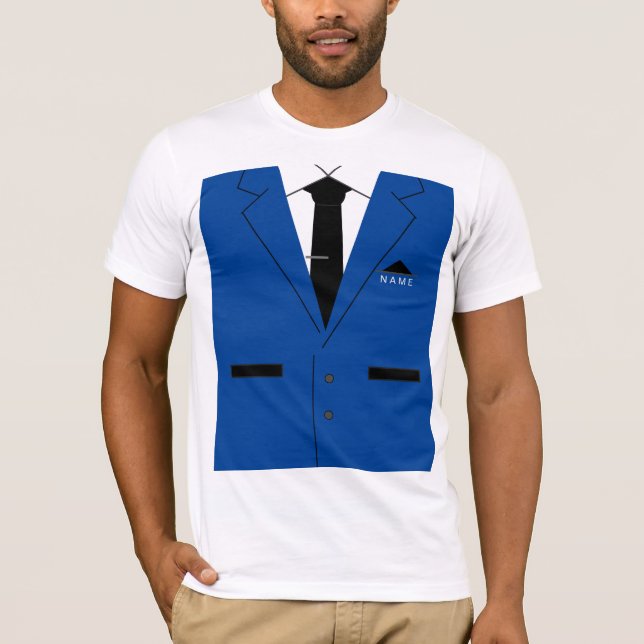 Blue Anzug mit Krawatte Funny T - Shirt Individuel (Vorderseite)
