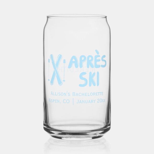 Blue Apres Ski Winter Junggeselinnen-Abschied Gefa Dosenglas (Vorderseite)