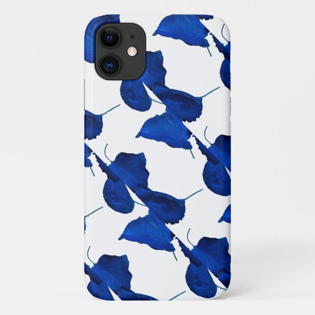 Blue Apricot Tree Feuille iPhone 11 Coque (Dos)