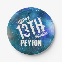 Blue Aqua Galaxy Personalisiert Geburtstagsparty