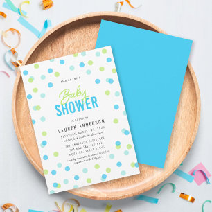 Blue Aqua Green Confetti Baby Dusche Einladung