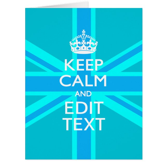 Blue Aqua Keep Calm And Your Text Union Jack (Vorderseite)