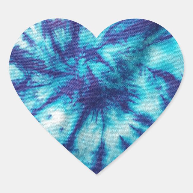 Blue Aqua Krawatte Dye Herz-Aufkleber (Vorderseite)