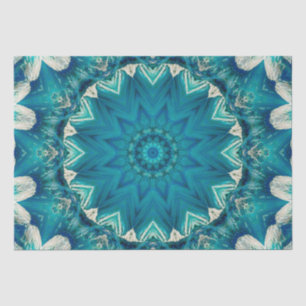 Blue Aqua Mandala Rosette Retro Hippie Seidenpapier