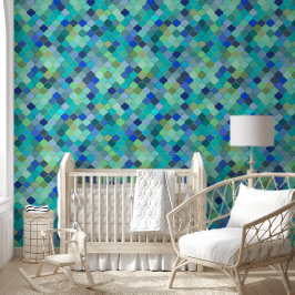Blue Aqua Moroccan Mosaic Pattern Tapete