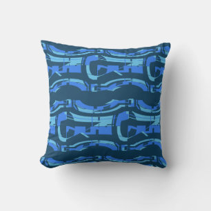 Blue Aqua Navy Blue Swirling Tiers Südwest Look Kissen