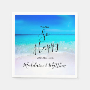 Blue Aqua Ocean Beach Coastal Hochzeitsveranstaltu Serviette