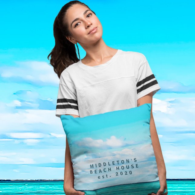 Blue Aqua Ocean Sky Coastal Persönliche Familie Kissen (Von Creator hochgeladen)