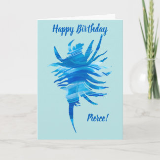 Blue-Aqua-Silhouette Conch Muschel Card Karte