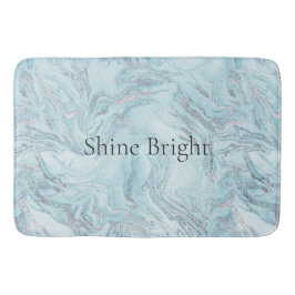 Blue Aqua Silver Marble Badematte