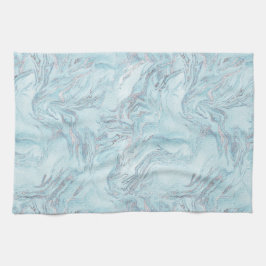 Blue Aqua Silver Marble Geschirrtuch