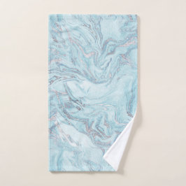 Blue Aqua Silver Marble Handtuch