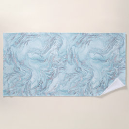Blue Aqua Silver Marble Strandtuch