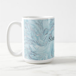 Blue Aqua Silver Marble Wirbel Kaffeetasse
